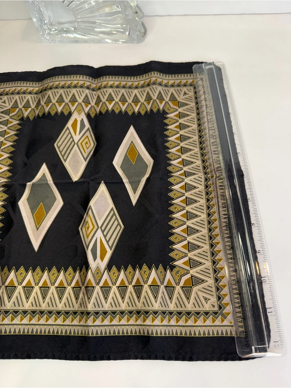 Luxury Geometric Diamond Pocket Square Black Gold Handkerchief 12x12